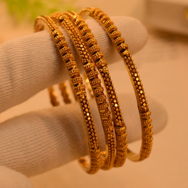 Dazzling Design 24K RP Gold Plated 4pc Bangle Set for Girls/Women