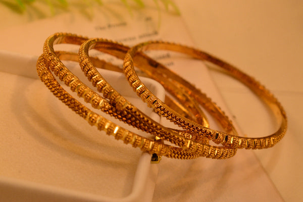 Dazzling Design 24K RP Gold Plated 4pc Bangle Set for Girls/Women