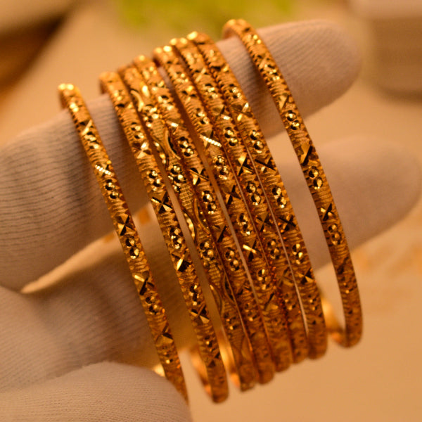 Charming Unique Design Gold Plated 8pc Bangle Set for Girls/Women