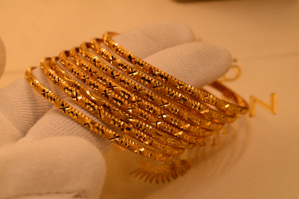 Charming Unique Design Gold Plated 8pc Bangle Set for Girls/Women