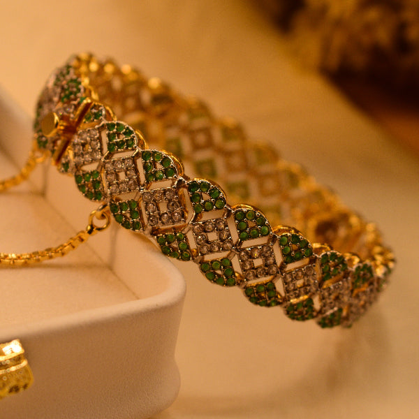 Luminous Unique Design Gold Plated Crystal Stones Bangle for Girls/Women