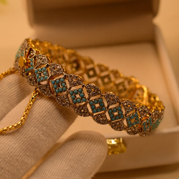 Luminous Unique Design Gold Plated Crystal Stones Bangle for Girls/Women