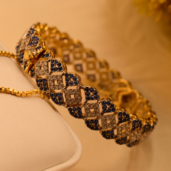 Luminous Unique Design Gold Plated Crystal Stones Bangle for Girls/Women