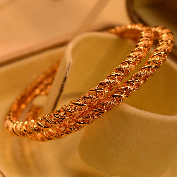 Charming Unique Design Gold Plated 2pc Bangle Set for Girls/Women