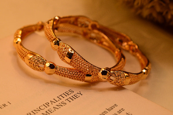 Stylish Unique Design Gold Plated 2pc Bangle Set for Girls/Women