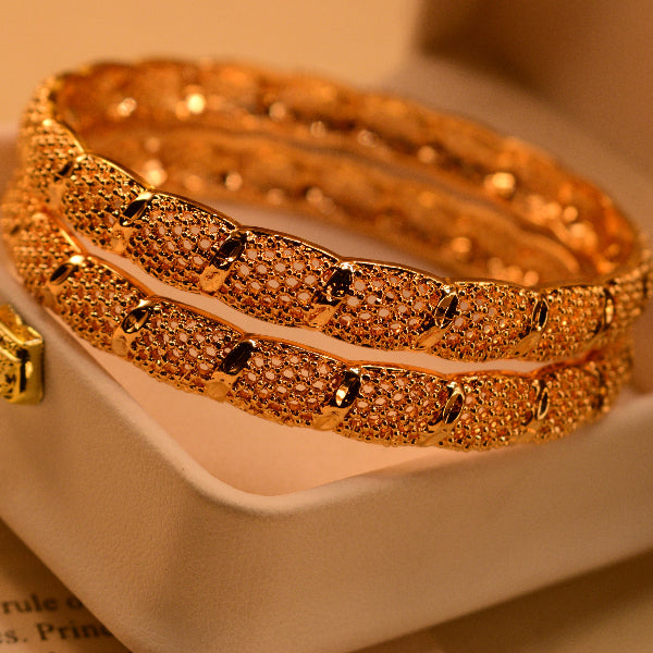 Beautiful Unique Design Gold Plated 2pc Bangle Set for Girls/Women