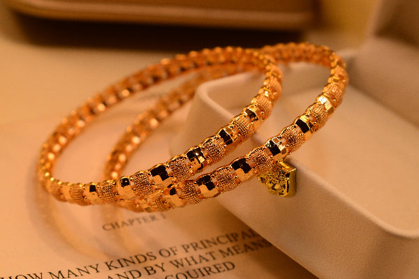 Gorgeous Unique Design Gold Plated 2pc Bangle Set for Girls/Women