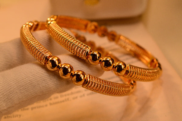 Fancy Unique Design Gold Plated 2pc Bangle Set for Girls/Women