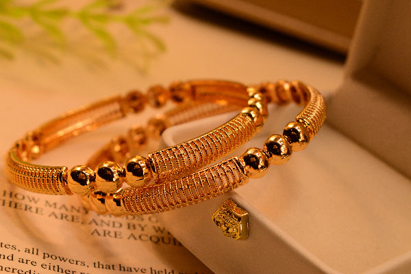 Fancy Unique Design Gold Plated 2pc Bangle Set for Girls/Women