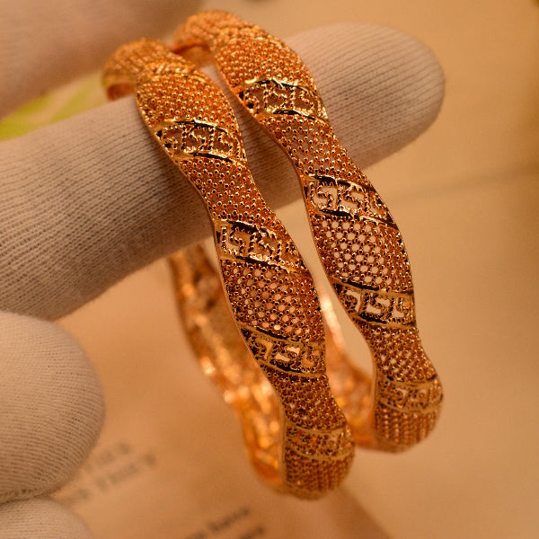 Luminous Unique Design Gold Plated 2pc Bangle Set for Girls/Women