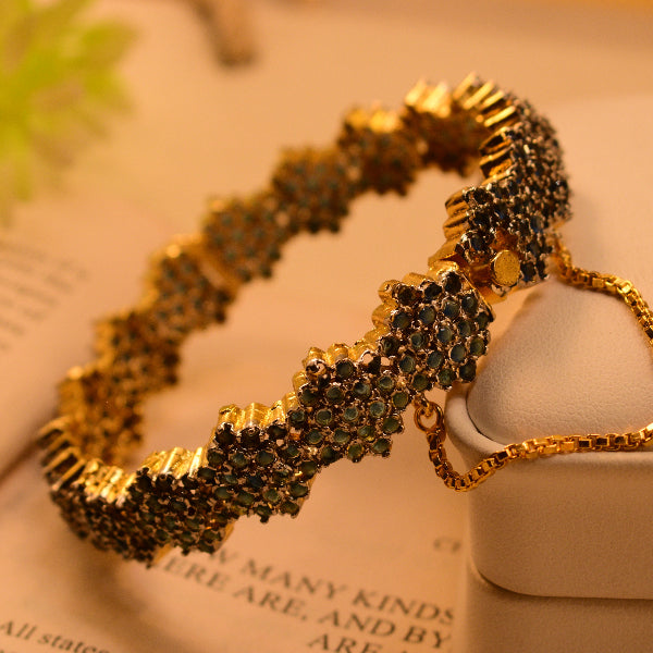 Dazzling Unique Design Gold Plated Real Stones Bangle for Girls/Women