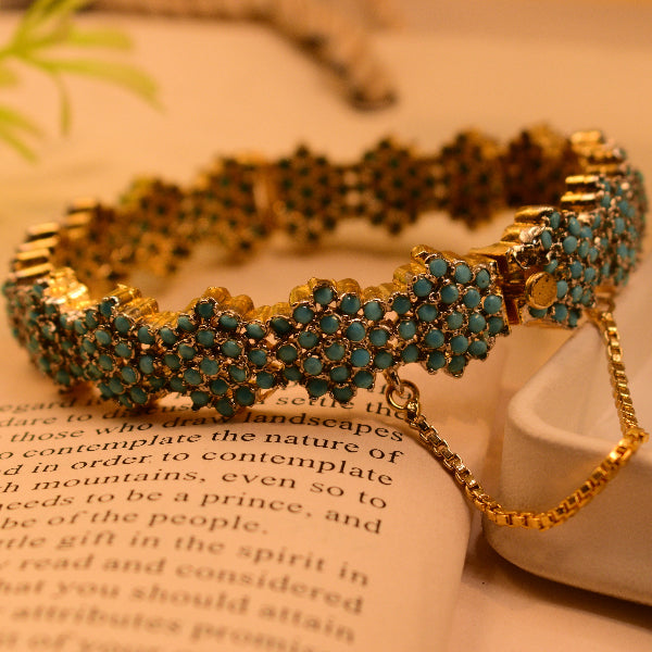 Dazzling Unique Design Gold Plated Real Stones Bangle for Girls/Women