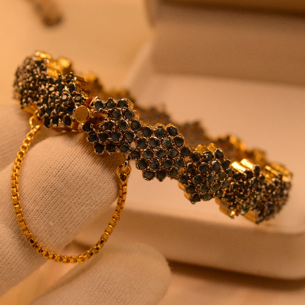 Dazzling Unique Design Gold Plated Real Stones Bangle for Girls/Women