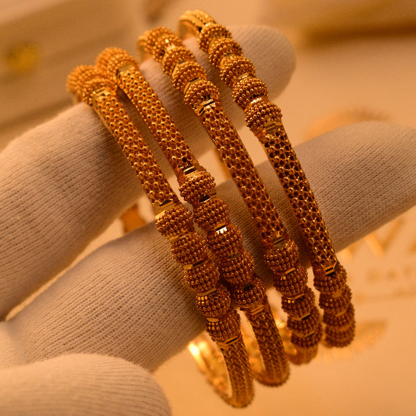 Charming Unique Design Gold Plated 4pc Bangle Set for Girls/Women
