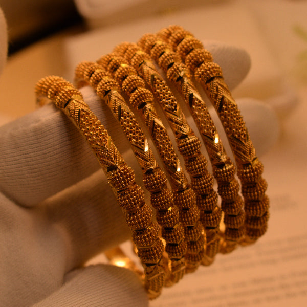 Beautiful Unique Design Gold Plated 6pc Bangle Set for Girls/Women