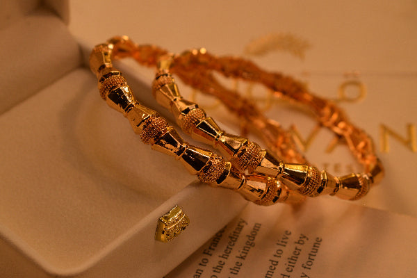 Glamorous Unique Design Gold Plated 2pc Bangle Set for Girls/Women