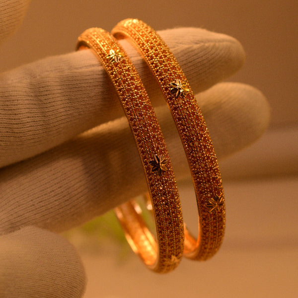 Luxury Unique Design Gold Plated 2pc Bangle Set for Girls/Women