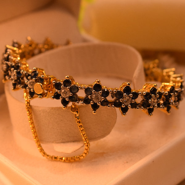 Sparkling Unique Design Gold Plated Crystal Stones Bangle for Girls/Women