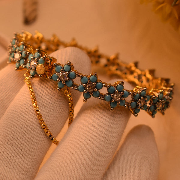 Sparkling Unique Design Gold Plated Crystal Stones Bangle for Girls/Women