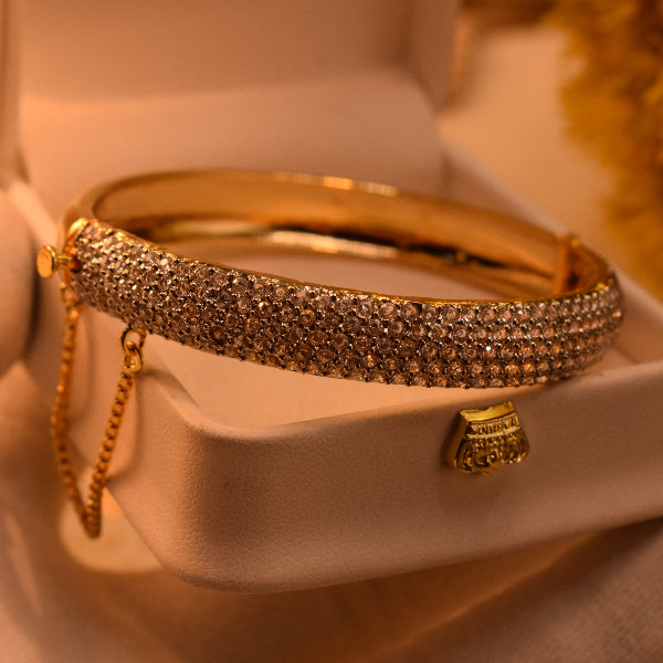 Fancy Unique Design Gold Plated Crystal Stones Bangle for Girls/Women