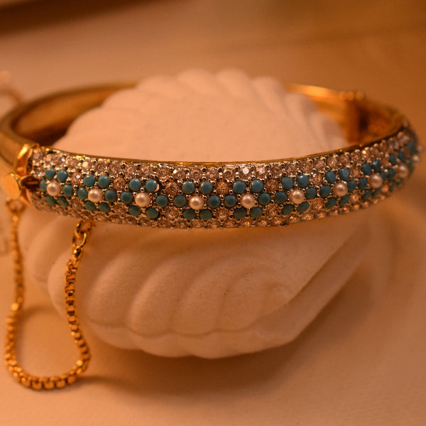 Fancy Unique Design Gold Plated Crystal Stones Bangle for Girls/Women