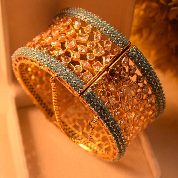 Beautiful Unique Design Gold Plated Crystal Stones Bangle for Girls/Women
