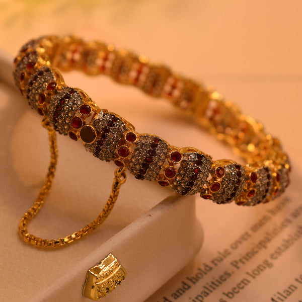 Luminous Design Gold Plated Crystal Stones Bangle for Girls/Women