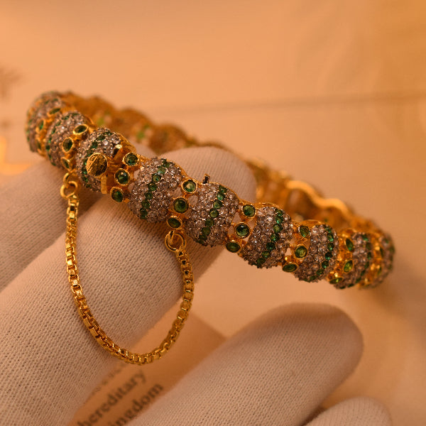 Luminous Design Gold Plated Crystal Stones Bangle for Girls/Women