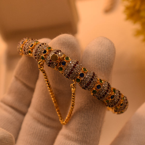 Luminous Design Gold Plated Crystal Stones Bangle for Girls/Women