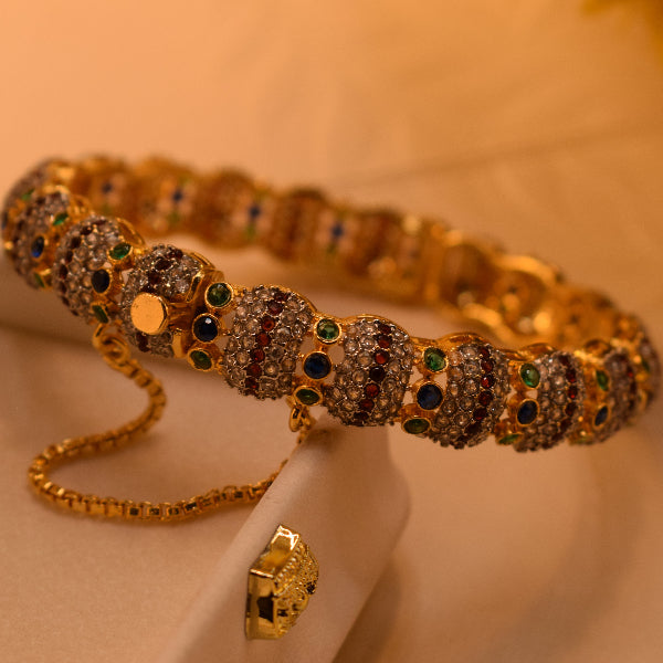 Luminous Design Gold Plated Crystal Stones Bangle for Girls/Women