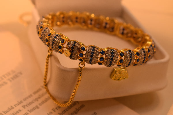 Luminous Design Gold Plated Crystal Stones Bangle for Girls/Women