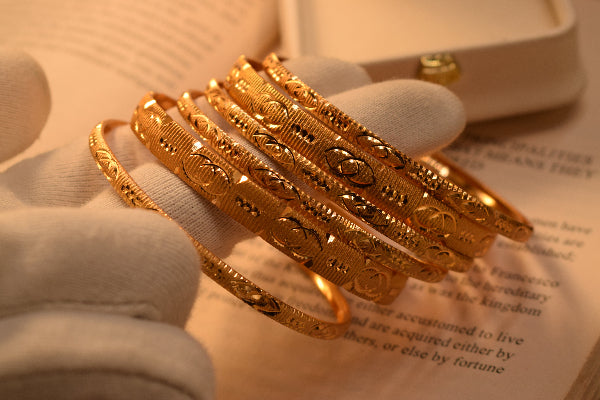 Sparkling Unique Design Gold Plated 6pc Bangle Set for Girls/Women