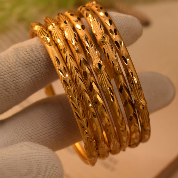 Fancy Unique Design Gold Plated 6pc Bangle Set for Girls/Women