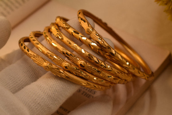 Fancy Unique Design Gold Plated 6pc Bangle Set for Girls/Women