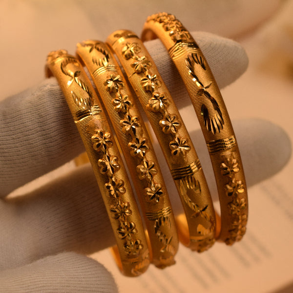 Beautiful Unique Design Gold Plated 4pc Bangle Set for Girls/Women