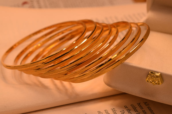 Luxury Unique Design Gold Plated 8pc Bangle Set for Girls/Women
