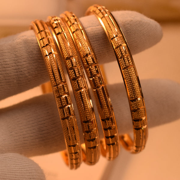 Stylish Unique Design Gold Plated 4pc Bangle Set for Girls/Women