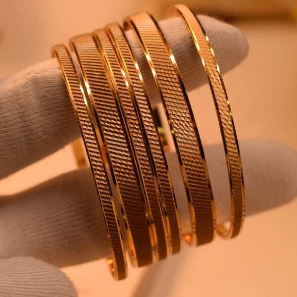Elegant Unique Design Gold Plated 6pc Bangle Set for Girls/Women