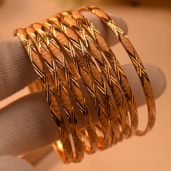 Glamorous Unique Design Gold Plated 8pc Bangle Set for Girls/Women