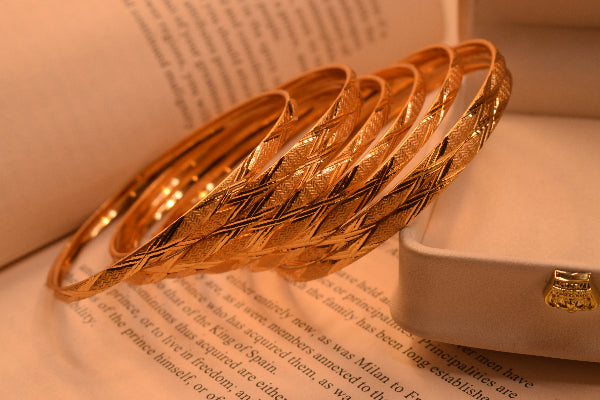 Glamorous Unique Design Gold Plated 8pc Bangle Set for Girls/Women