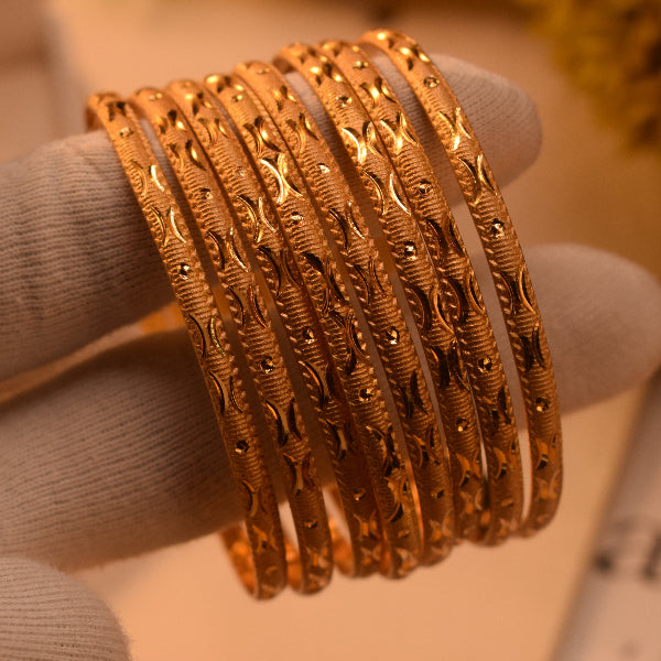 Sparkling Unique Design Gold Plated 8pc Bangle Set for Girls/Women