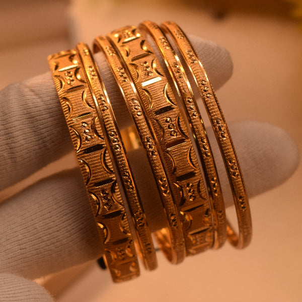 Fancy Unique Design Gold Plated 6pc Bangle Set for Girls/Women