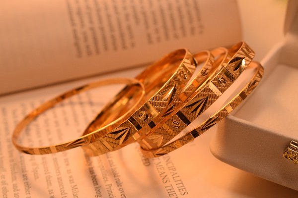 Luxury Unique Design Gold Plated 6pc Bangle Set for Girls/Women