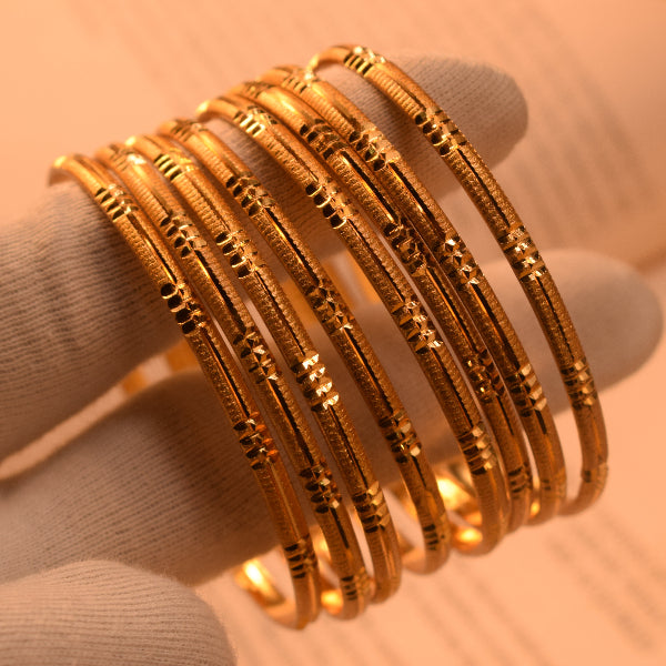 Charming Unique Design Gold Plated 8pc Bangle Set for Girls/Women