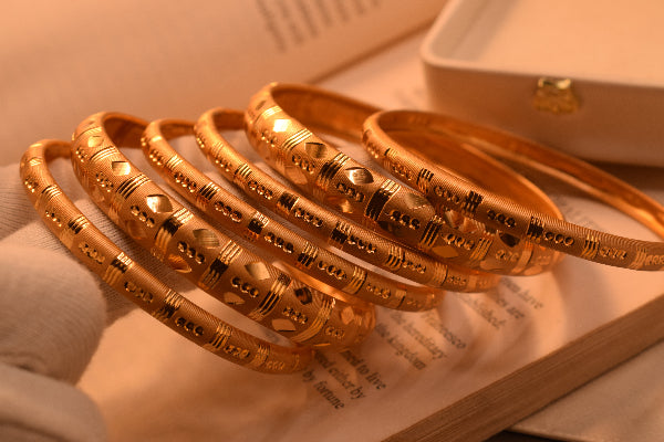 Stylish Unique Design Gold Plated 6pc Bangle Set for Girls/Women