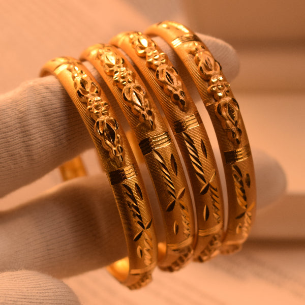 Elegant Unique Design Gold Plated 4pc Bangle Set for Girls/Women