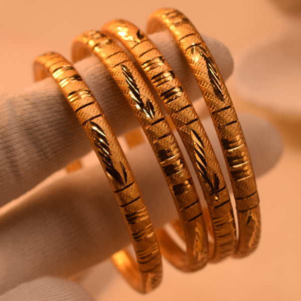 Glamorous Unique Design Gold Plated 4pc Bangle Set for Girls/Women
