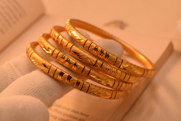 Glamorous Unique Design Gold Plated 4pc Bangle Set for Girls/Women