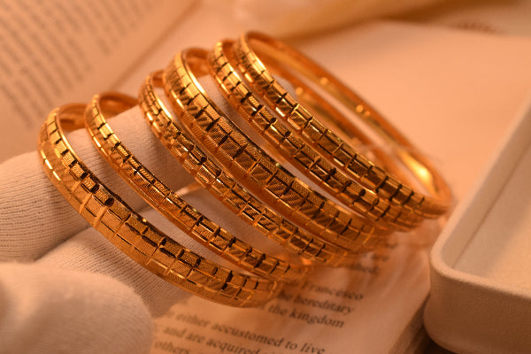 Fancy Unique Design Gold Plated 6pc Bangle Set for Girls/Women
