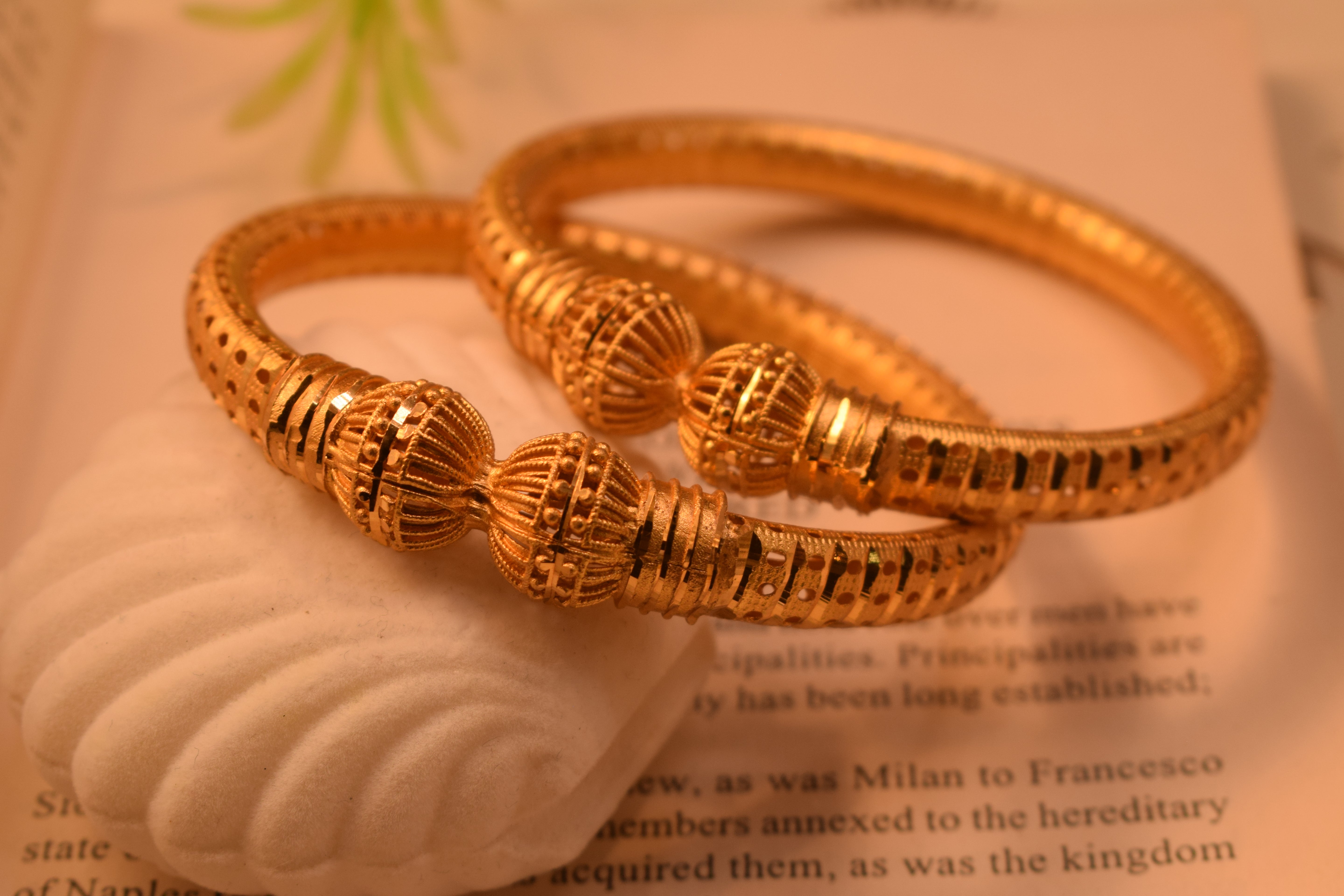 Beautiful Unique Design Gold Plated 2pc Bangle Set for Girls/Women